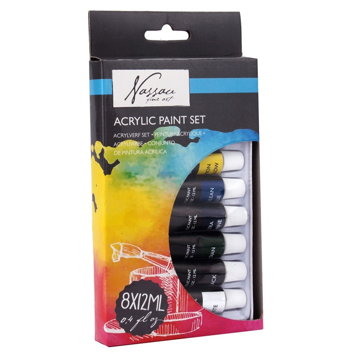 set de culori acrilice nassau fine art 8 x 12 ml ro rmsar0707ge