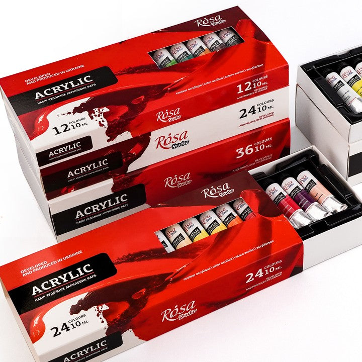 set de culori acrilice rosa studio 12x10 ml