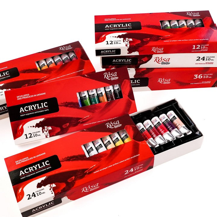 set de culori acrilice rosa studio 12x10 ml