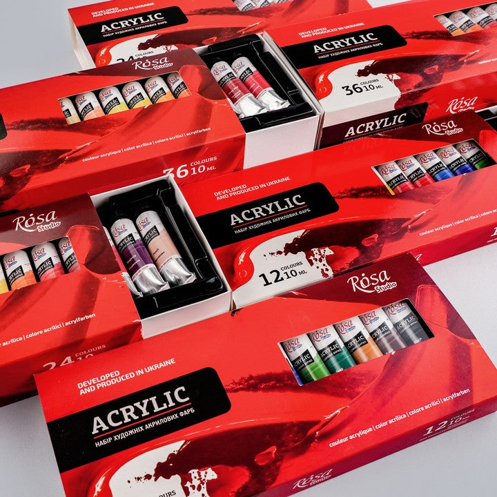 set de culori acrilice rosa studio 12x10 ml