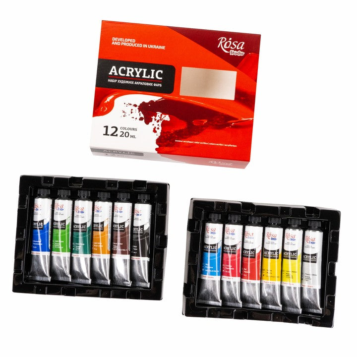 set de culori acrilice rosa studio 12x20 ml