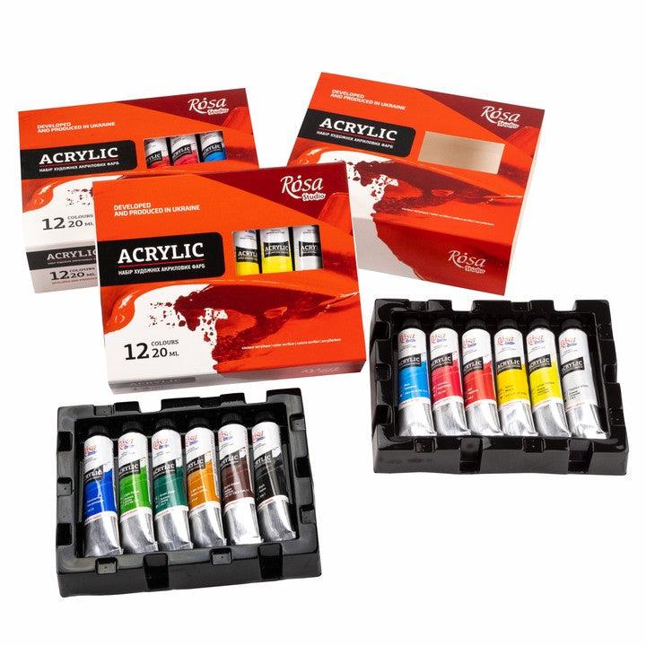 set de culori acrilice rosa studio 12x20 ml