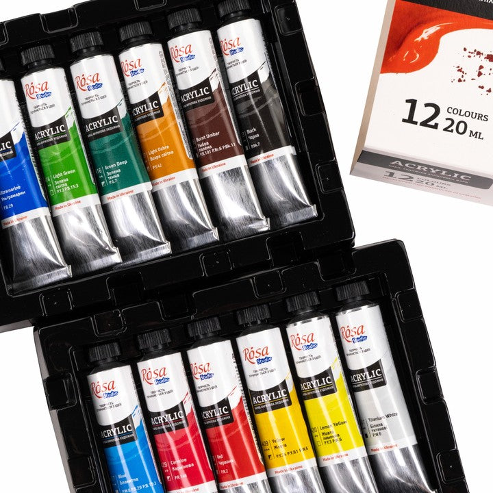 set de culori acrilice rosa studio 12x20 ml