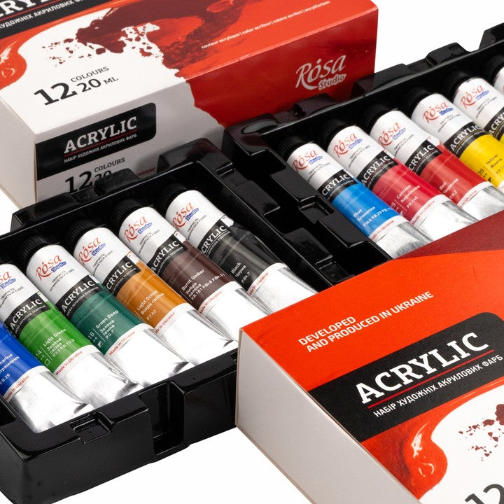 set de culori acrilice rosa studio 12x20 ml