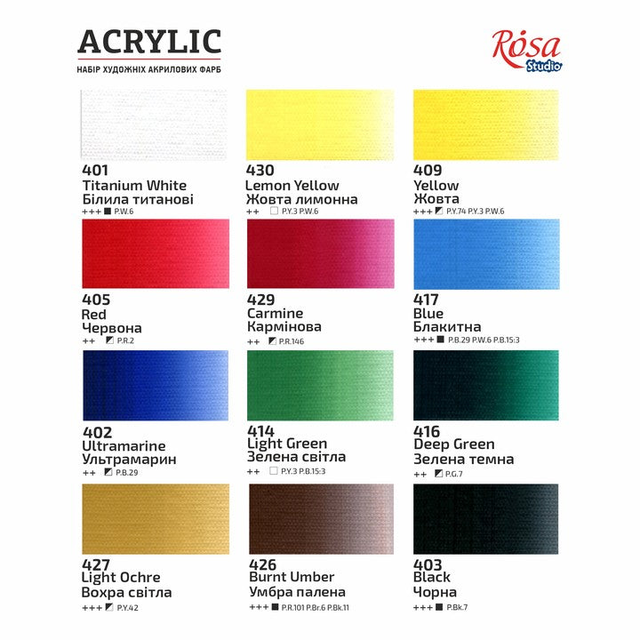 set de culori acrilice rosa studio 12x20 ml