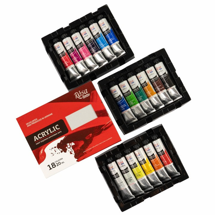 set de culori acrilice rosa studio 18x20 ml