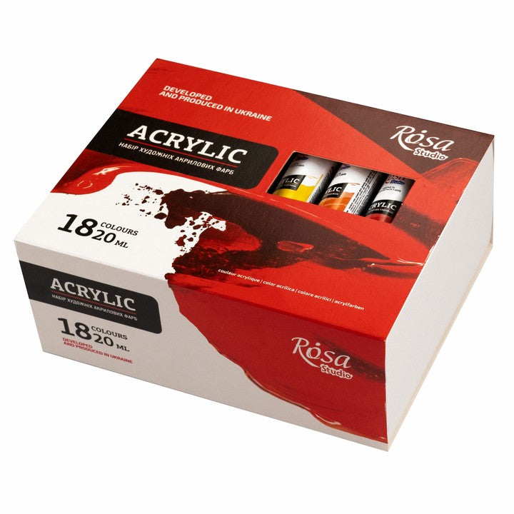 set de culori acrilice rosa studio 18x20 ml