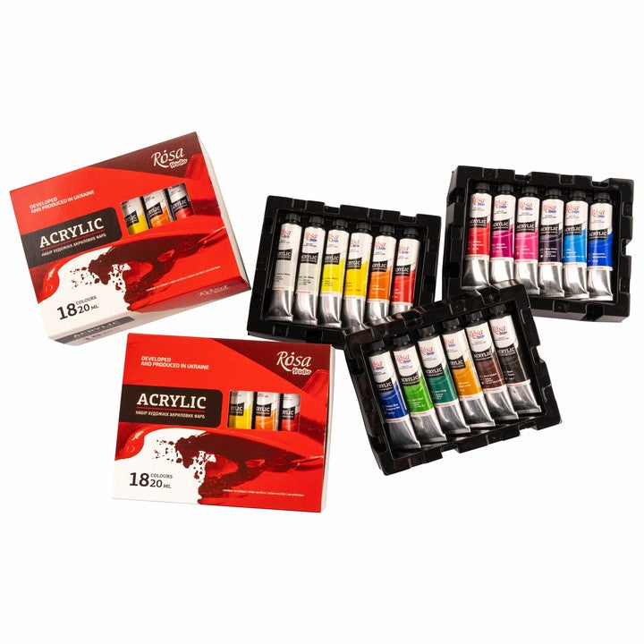set de culori acrilice rosa studio 18x20 ml