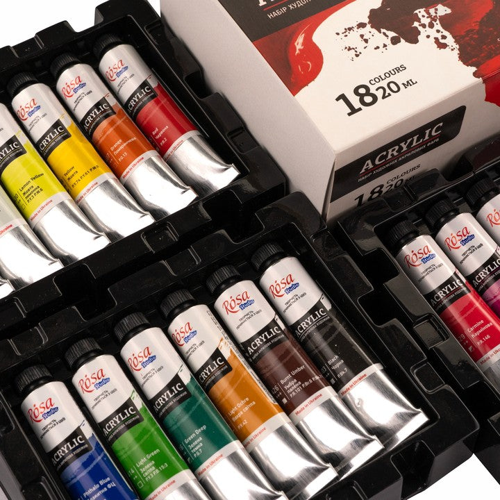 set de culori acrilice rosa studio 18x20 ml