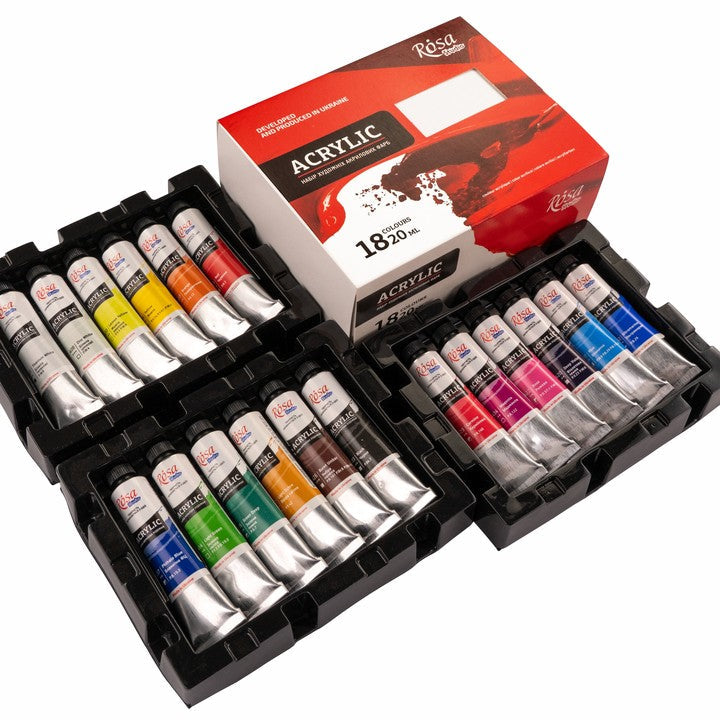 set de culori acrilice rosa studio 18x20 ml