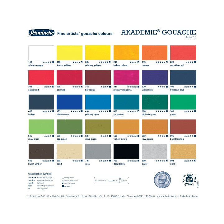 set de culori guașa schmincke akademie 10 x 60 ml