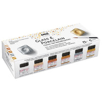 set de culori pentru sticla si portelan kreul metallic 6 x 20 ml ro krl16603
