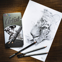 Set de desen Colorino Artist cu creioane grafit și cărbune în cutie metalică