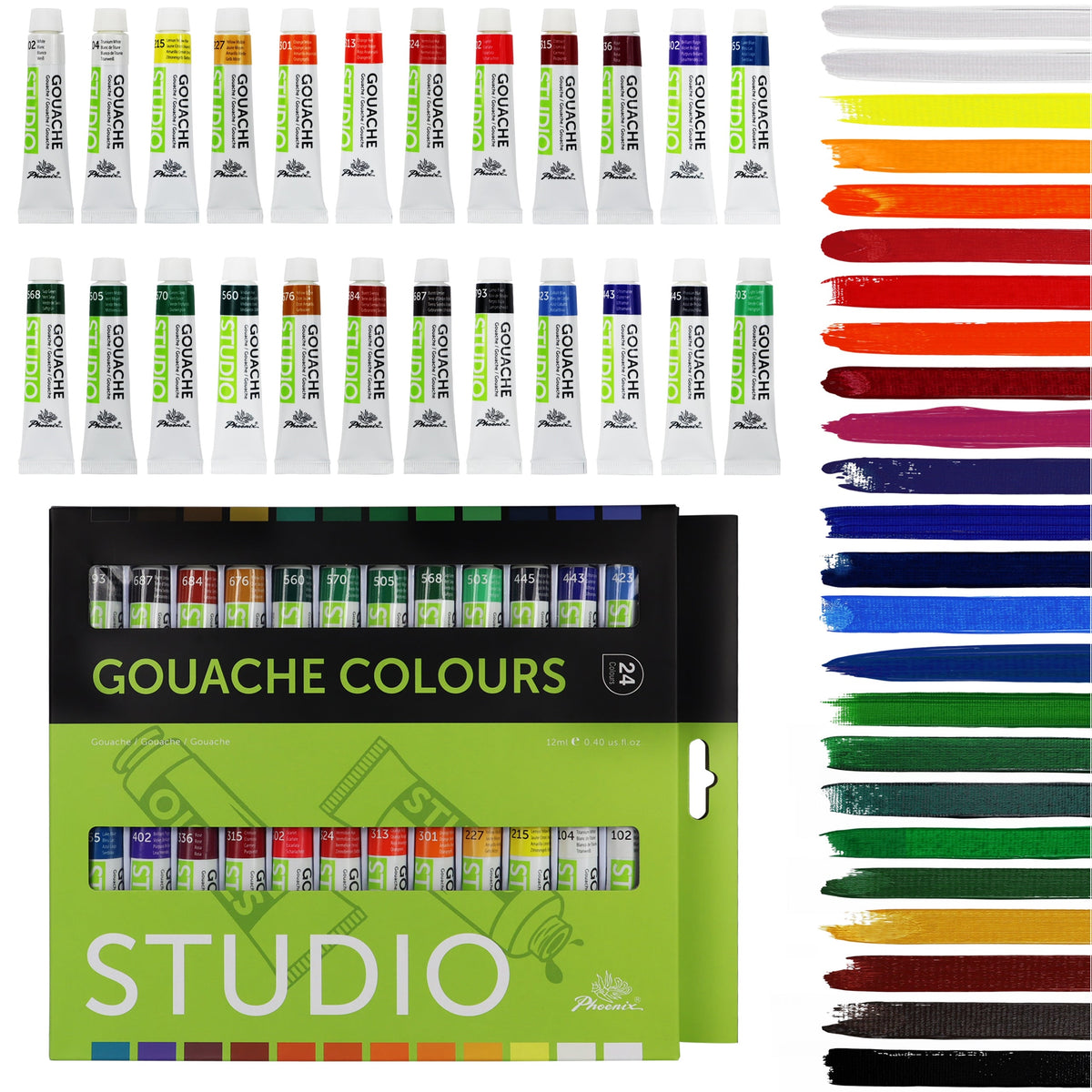 Set de guașe Phoenix, 12–24 x 12 ml