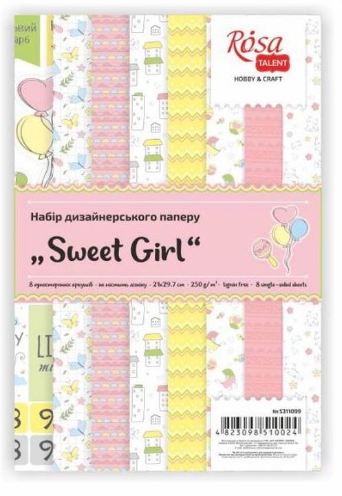 set de hartie pentru scrapbooking sweet girl 21 x 29 7 cm