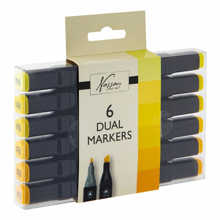 set de markere cu doua capete 6 bucați galben