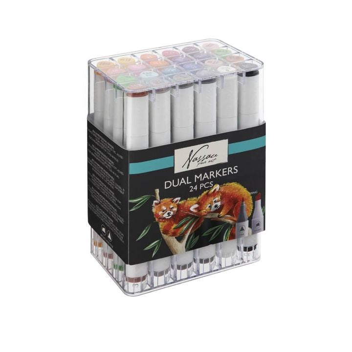 set de markere cu doua capete nassau fine art 24 buc