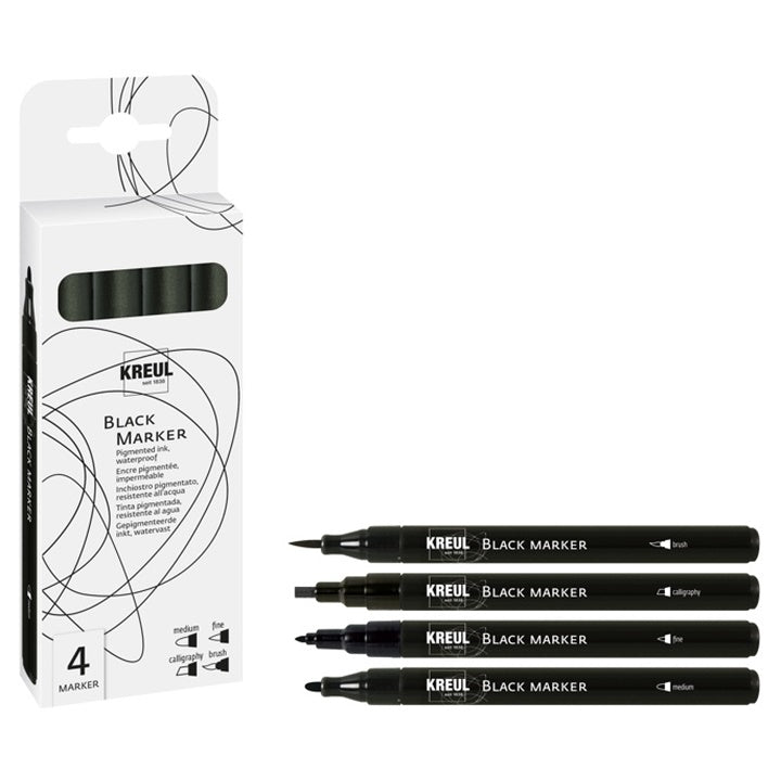 set de markere negre cu varfuri diferite 4 buc