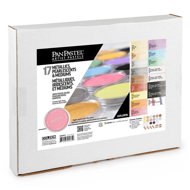 set de pasteluri metalice si perlate panpastel cu medii aurii 17 buc ro gdn80308170