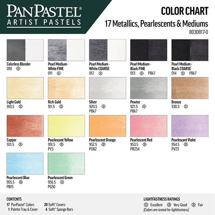 set de pasteluri metalice si perlate panpastel cu medii aurii 17 buc ro gdn80308170