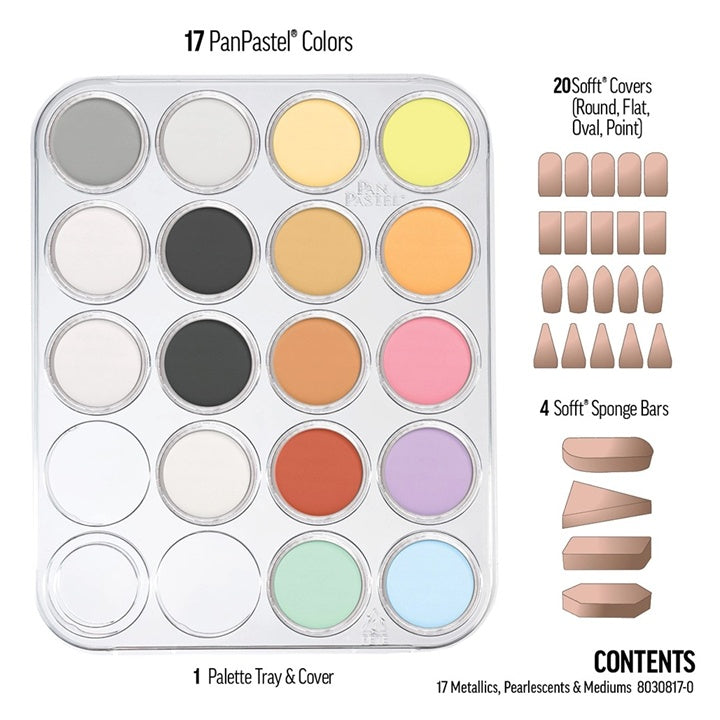 set de pasteluri metalice si perlate panpastel cu medii aurii 17 buc ro gdn80308170