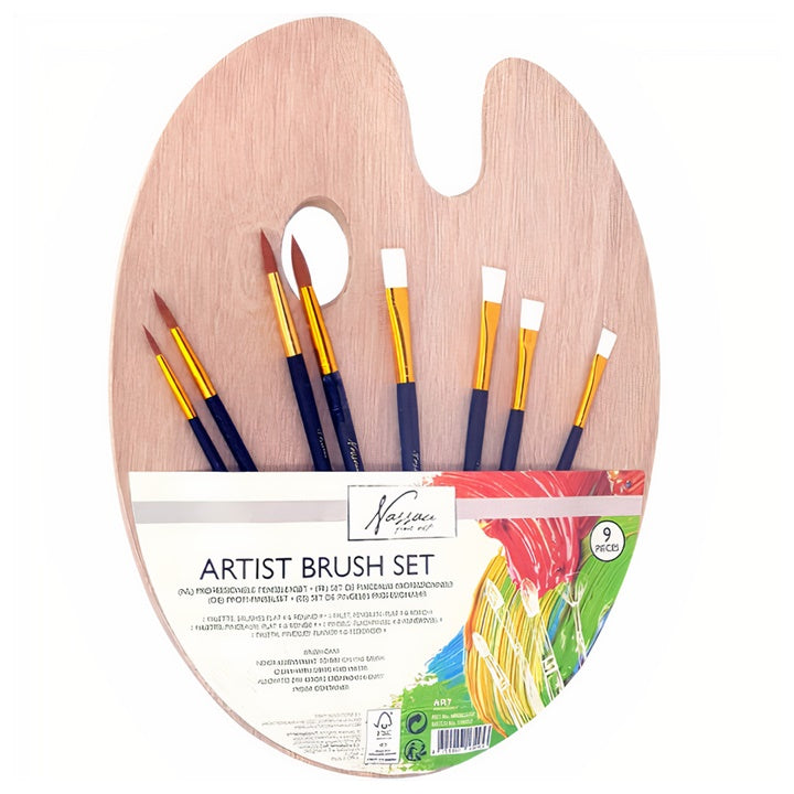 set de pensule cu paleta din lemn nassau fine art 9 buc ro rmsar0822 ge