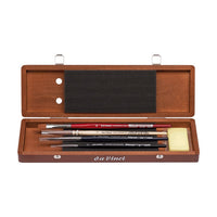 set de pensule pentru acuarela in cutie de lemn da vinci
