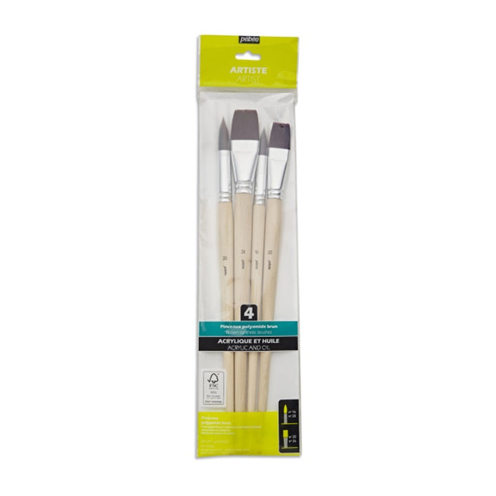 set de pensule pentru vopsele acrilice si de ulei pebeo 4 buc ro pbo952402