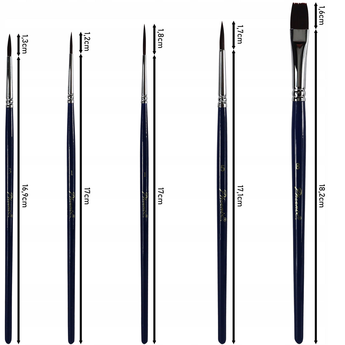Set de pensule Phoenix 6614S1, 5 piese