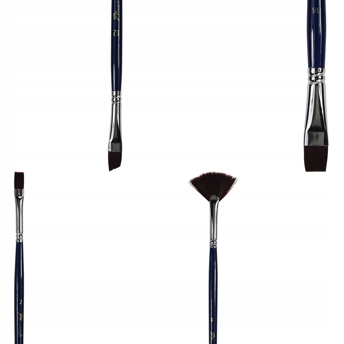 Set de pensule Phoenix din nailon maro 6614S2 - 4 piese