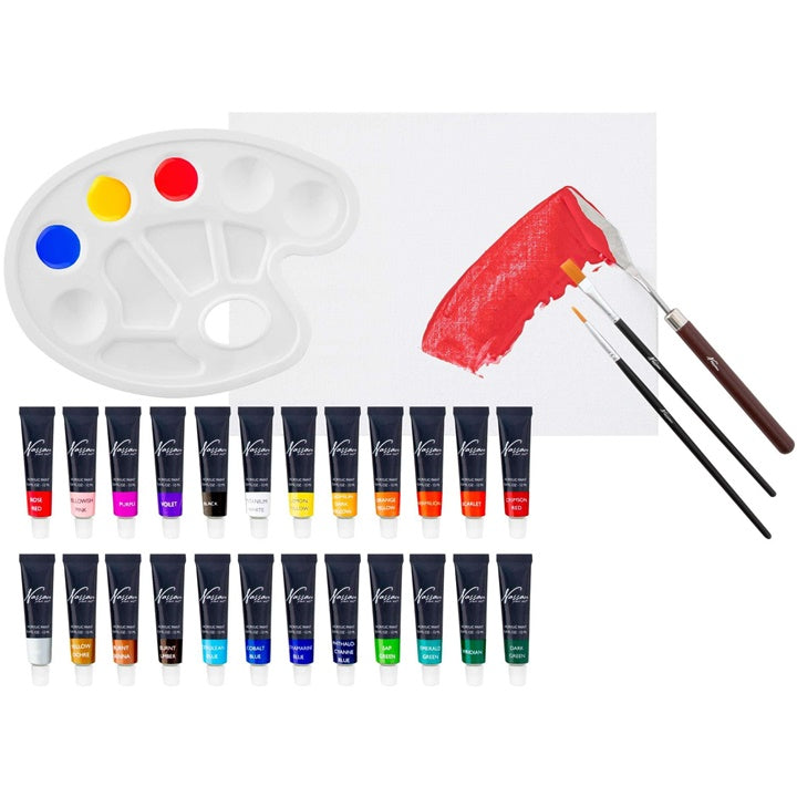 set de pictura acrilica nassau fine art 29 piese