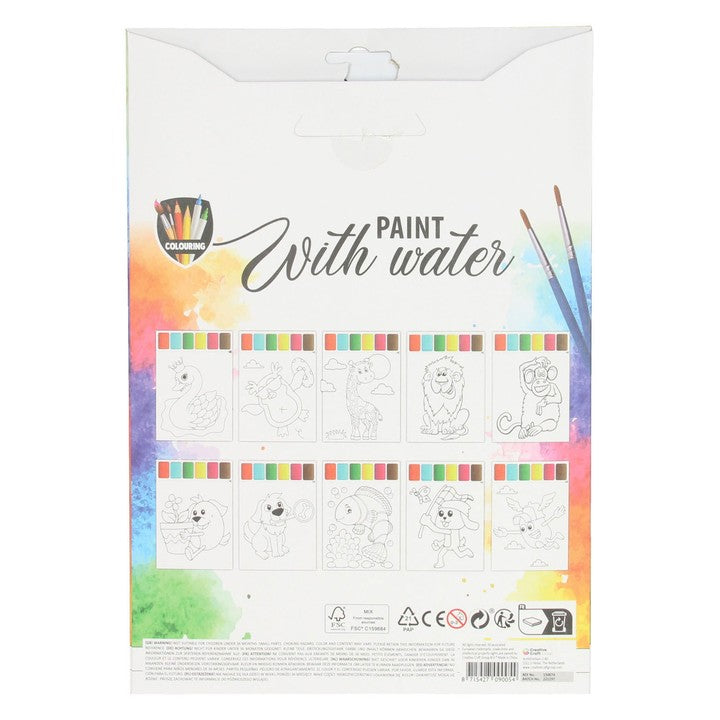 set de pictura cu apa 10 coli 2 pensule