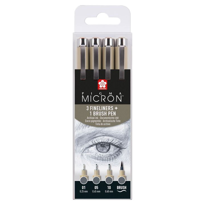 set de stilouri tehnice sakura pigma micron 3 fineliners a brush pen ro skrpoxsdk4c