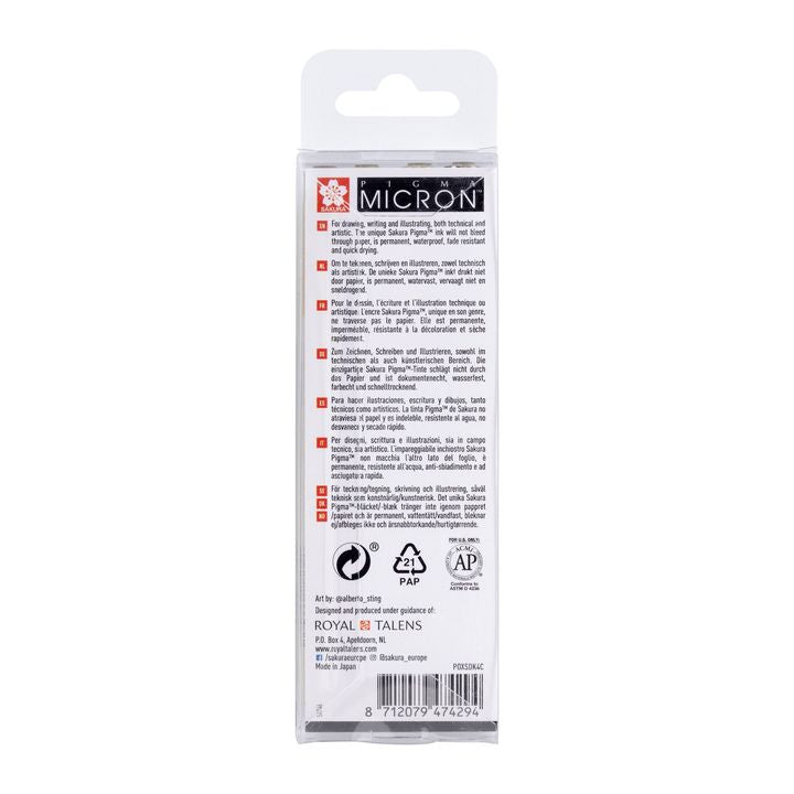 set de stilouri tehnice sakura pigma micron 3 fineliners a brush pen ro skrpoxsdk4c
