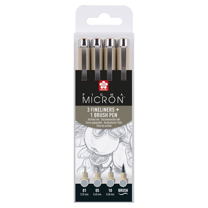 set de stilouri tehnice sakura pigma micron 3 fineliners a brush pen ro skrpoxsdk4l