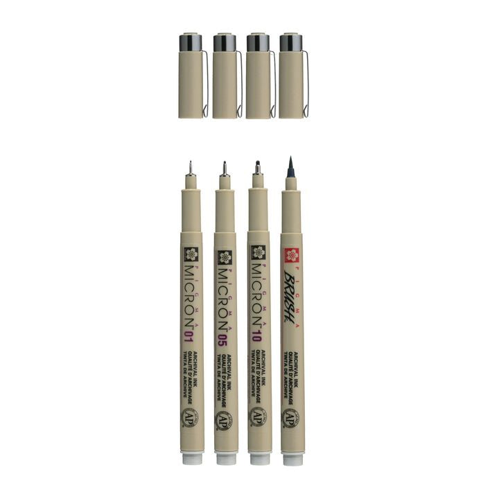 set de stilouri tehnice sakura pigma micron 3 fineliners a brush pen ro skrpoxsdk4l