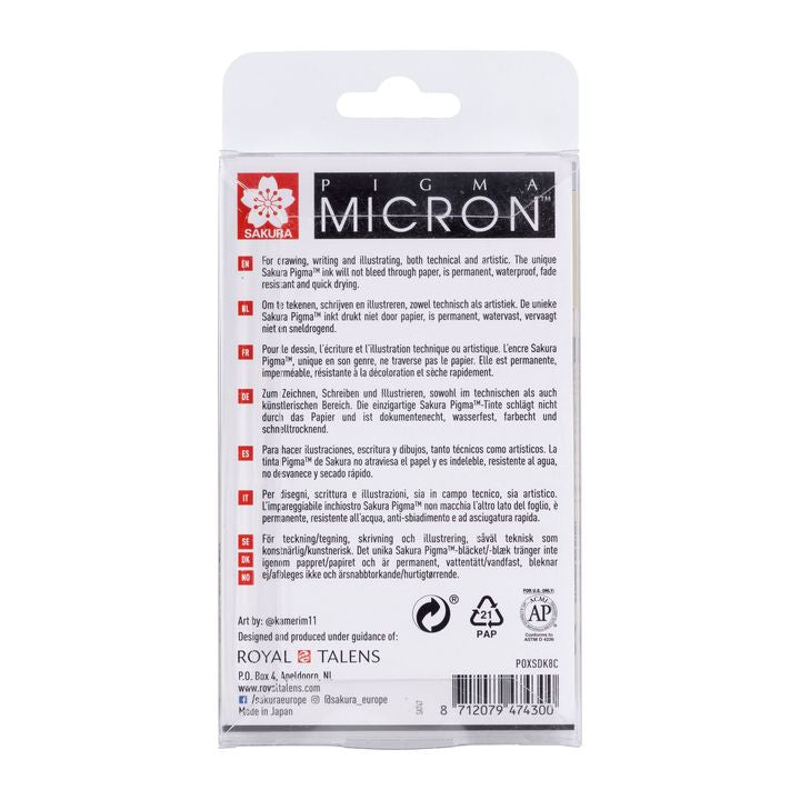 set de stilouri tehnice sakura pigma micron nuante de gri 8 bucati ro skrpoxsdk8c