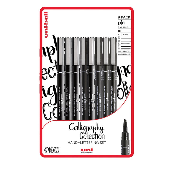 set de uni pin fineliner markere de caligrafie 8 buc ro unip238212801