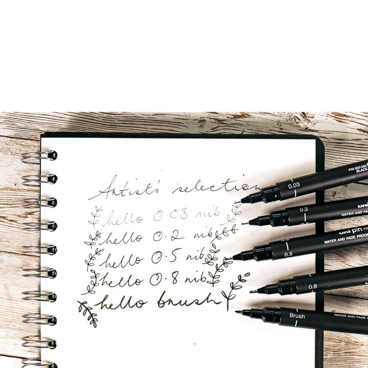 set de uni pin markere fineliner artist selection 5 buc ro unip238212793