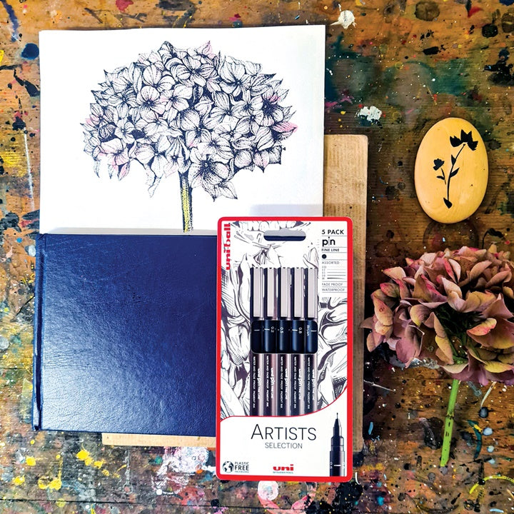 set de uni pin markere fineliner artist selection 5 buc ro unip238212793