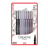 set de uni pin markere fineliner creative strokes 8 buc ro unip238212800