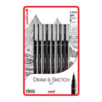set de uni pin markere fineliner draw and sketch 8 buc ro unip238212799