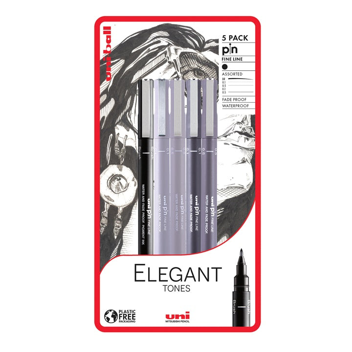 set de uni pin markere fineliner elegant tones 5 buc ro unip238212795
