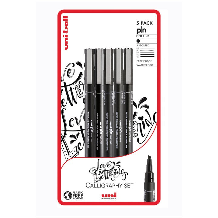 set de uni pin markere fineliner love lettering 5 buc ro unip238212798