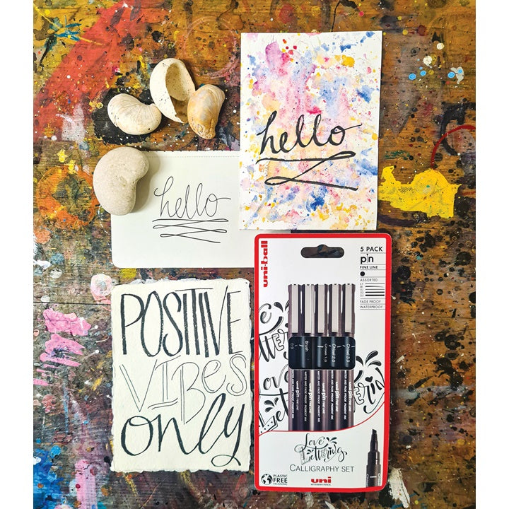 set de uni pin markere fineliner love lettering 5 buc ro unip238212798