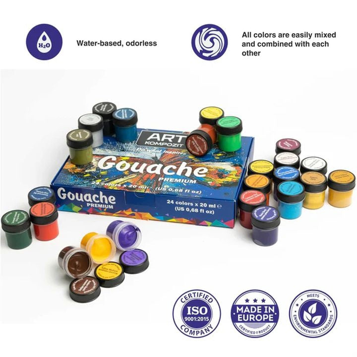 set de vopsea guasa compozita premium art ro kztgoupr24x20