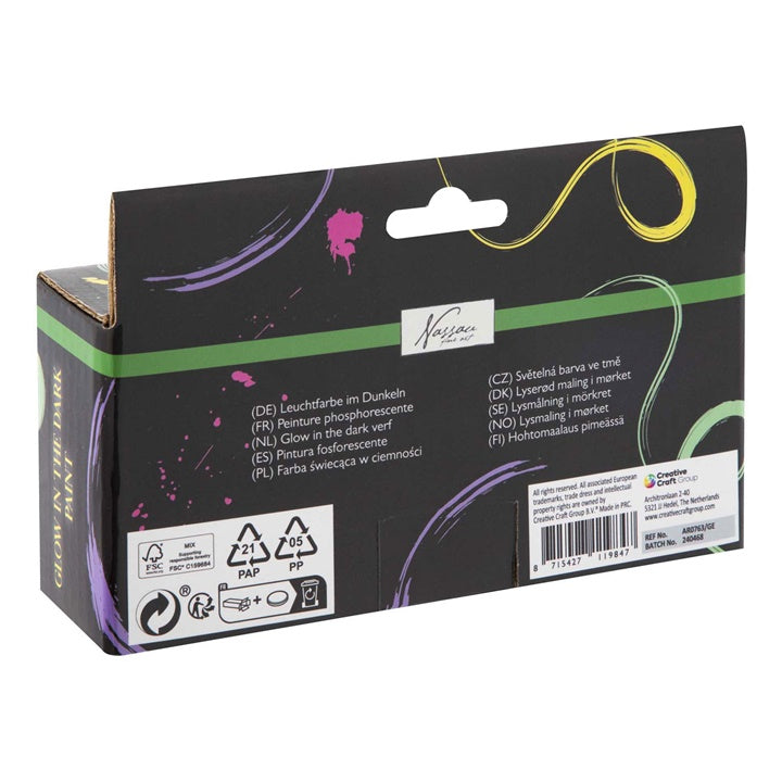 set de vopsele acrilice care stralucesc in intuneric nassau 4 x 60 ml ro rmsar0763ge