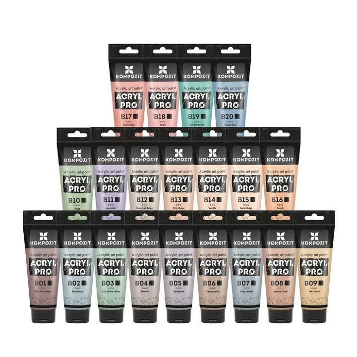 set de vopsele acrilice compozite acryl pro pastel ro kztacpp20x75