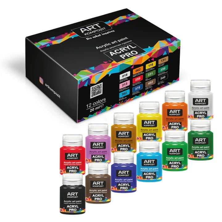 set de vopsele acrilice compozite acryl pro pro ro kztacp12x20