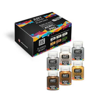 set de vopsele acrilice metalice acryl pro ro kztacpm6x20